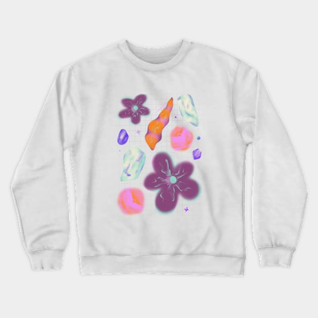 Flowers & Crystals Crewneck Sweatshirt by floracasti